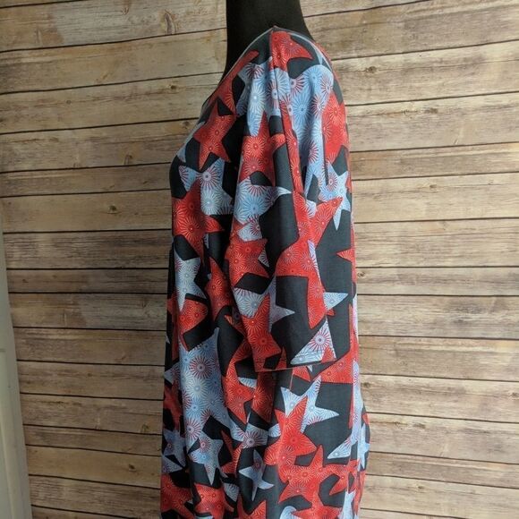 Lularoe Irma Shirt Red White Blue Stars - Picture 4 of 4